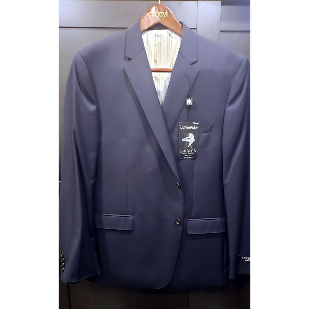 Ralph Lauren Black Label Dark Navy Suit Jacket 100% Wool 46R Slim Fit